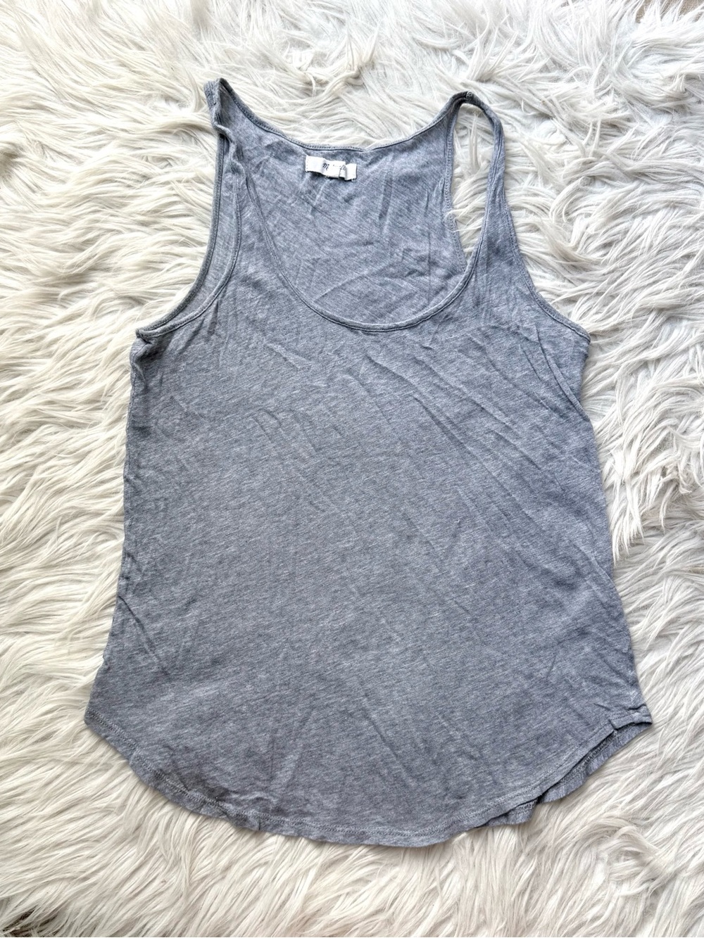 Madewell Pima Cotton Scoop Neck Tissue Tank Top Heather Gray Size S Minimalist